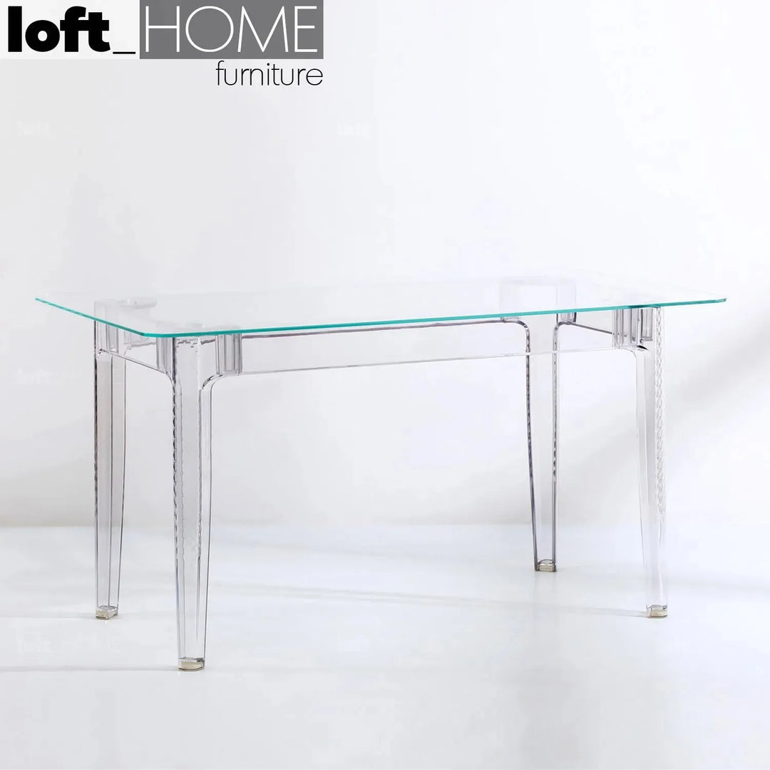 Contemporary tempered glass dining table cielo color swatches.