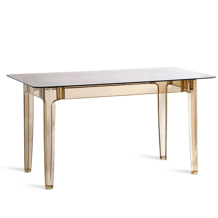 Contemporary tempered glass dining table cielo in close up details.