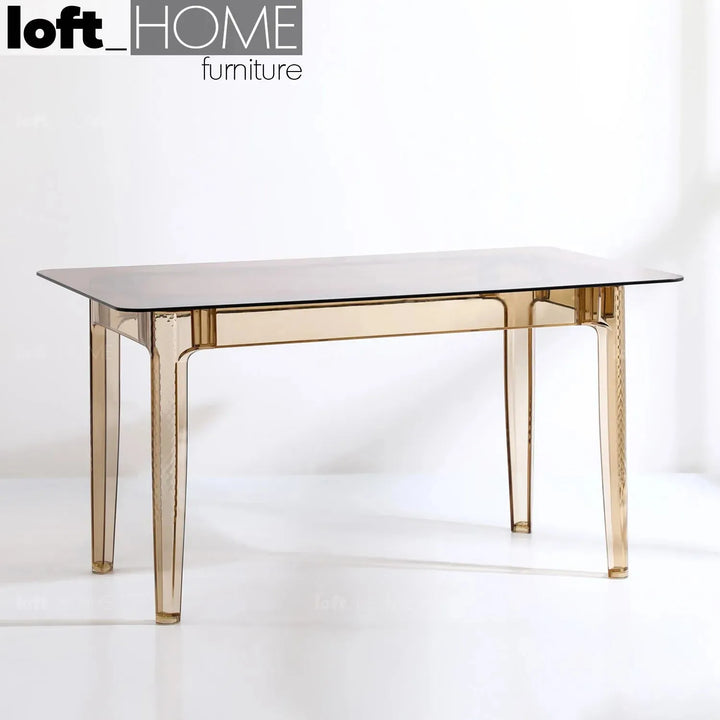 Contemporary tempered glass dining table cielo material variants.
