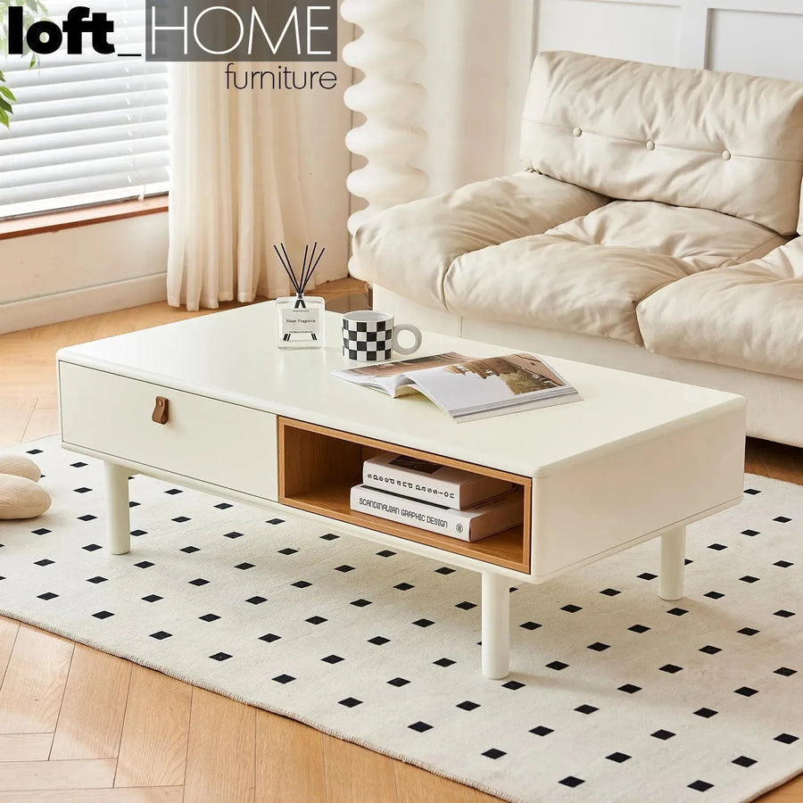 Modern wood coffee table luna primary product view.