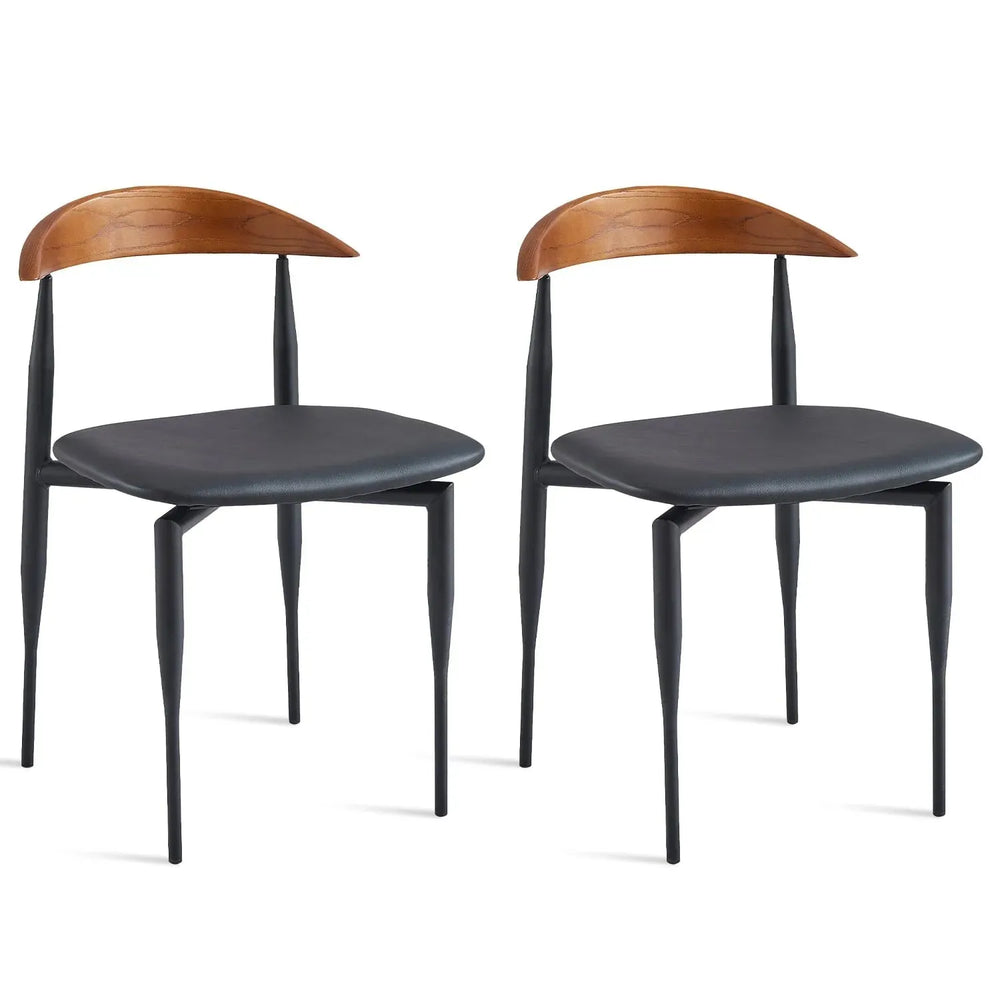 Industrial wood dining chair 2pcs set meade in white background.