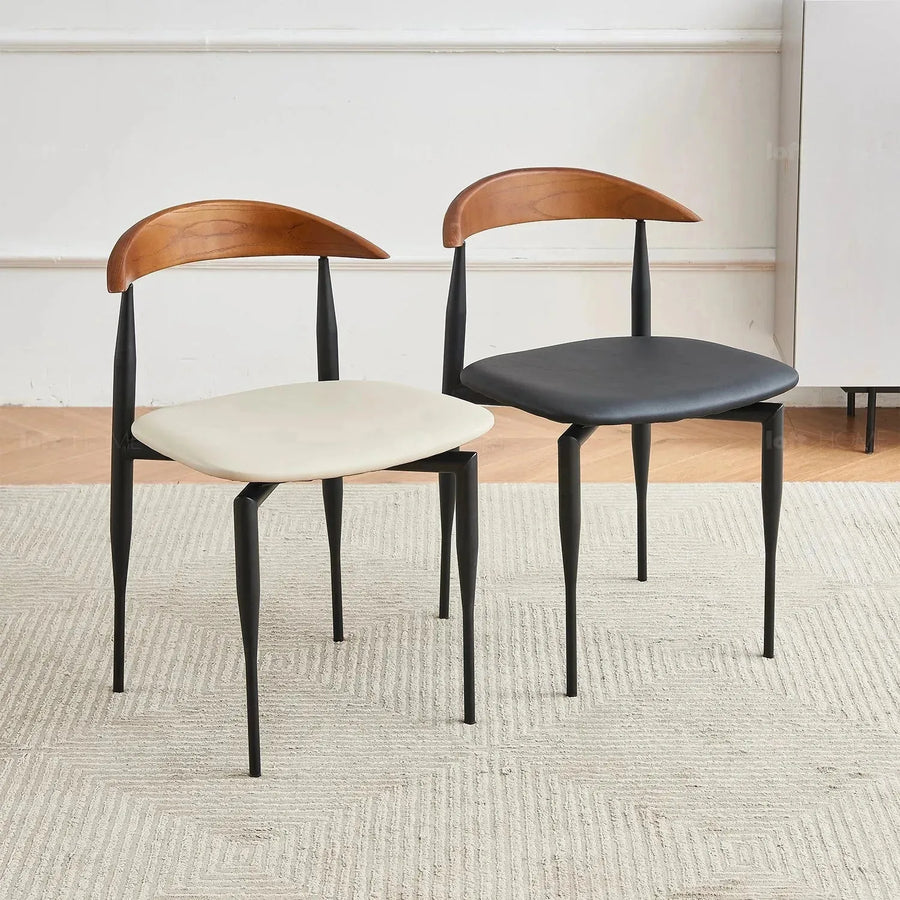 Industrial wood dining chair 2pcs set meade with context.