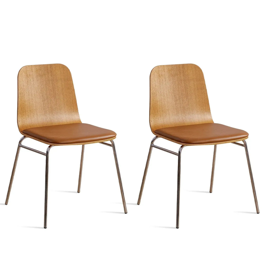 Industrial wood dining chair 2pcs set seela in white background.