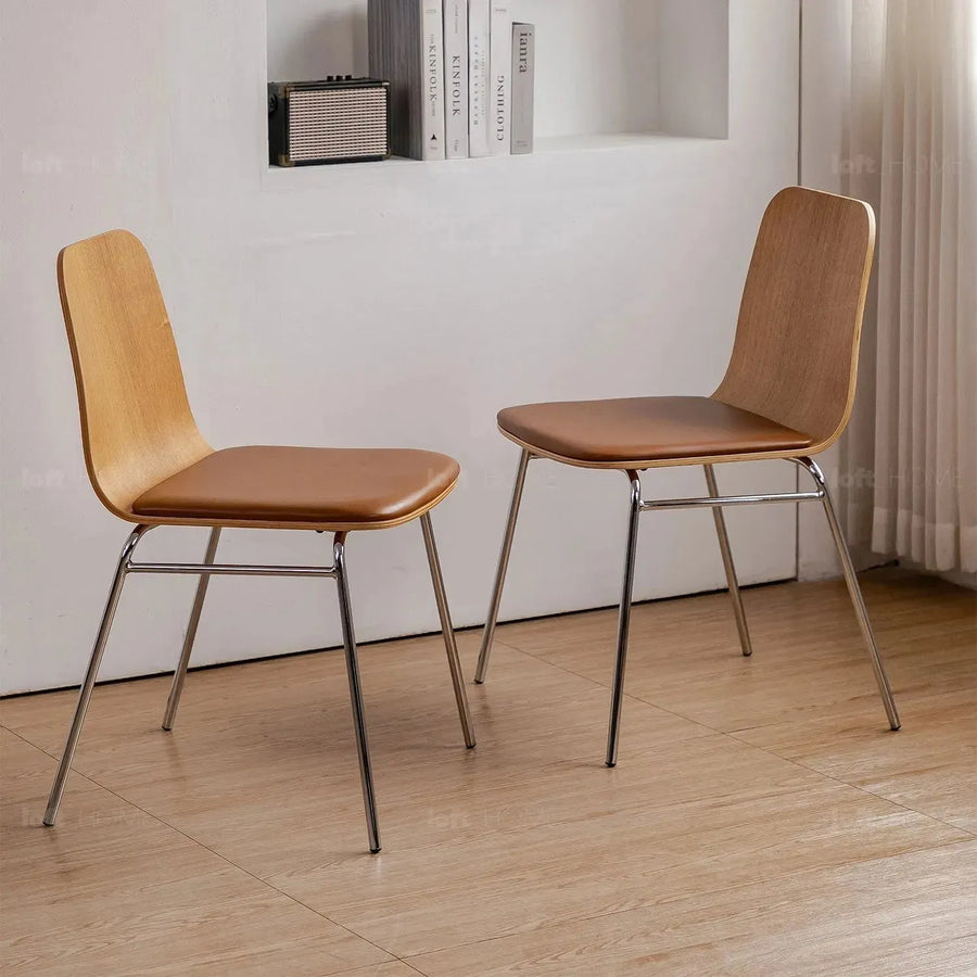 Industrial wood dining chair 2pcs set seela in still life.