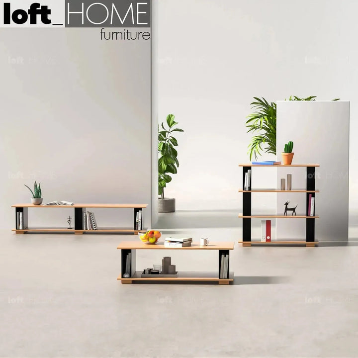 Modern wood bookshelf valeen in real life style.