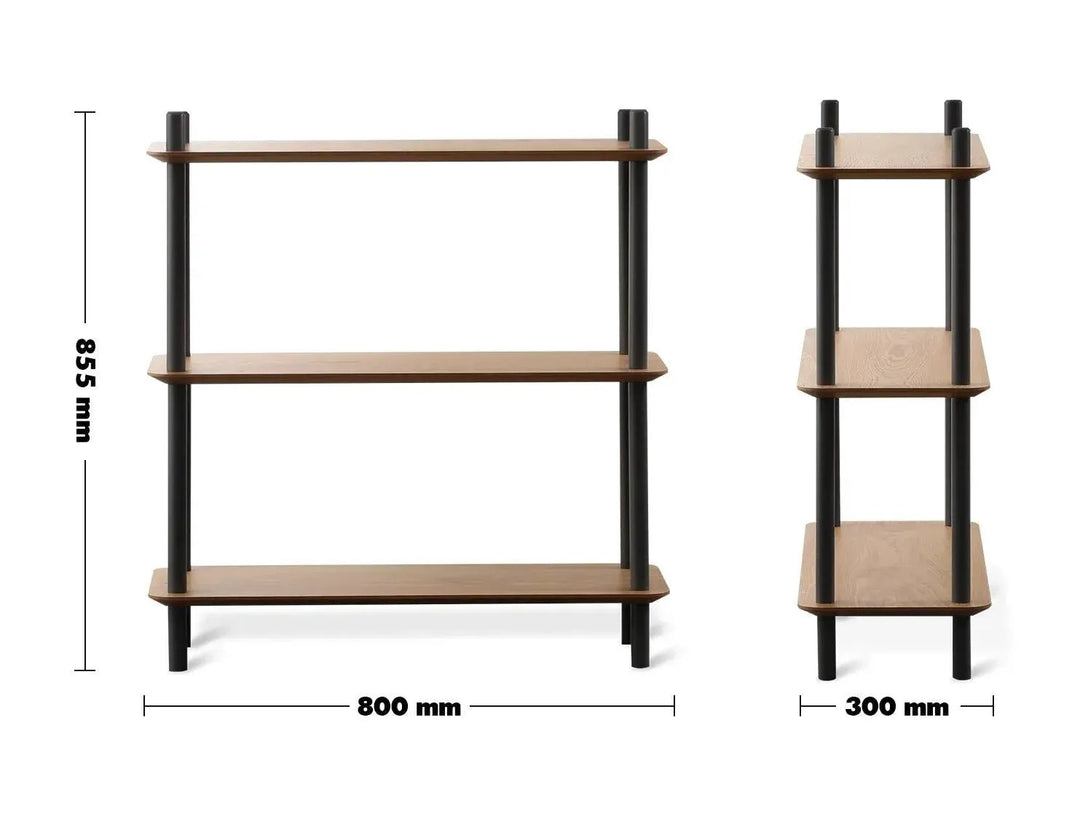 Modern wood display shelf hanover 3 size charts.