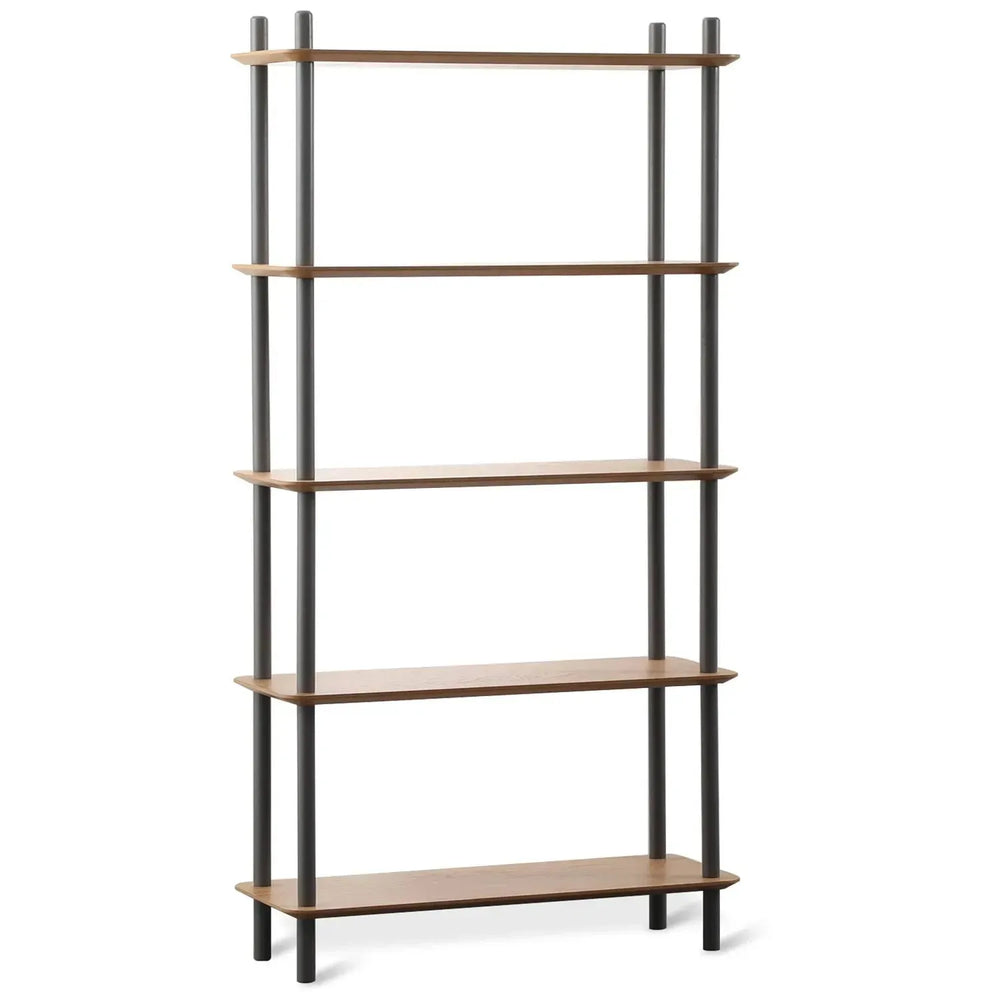 Modern wood display shelf hanover 5 in white background.