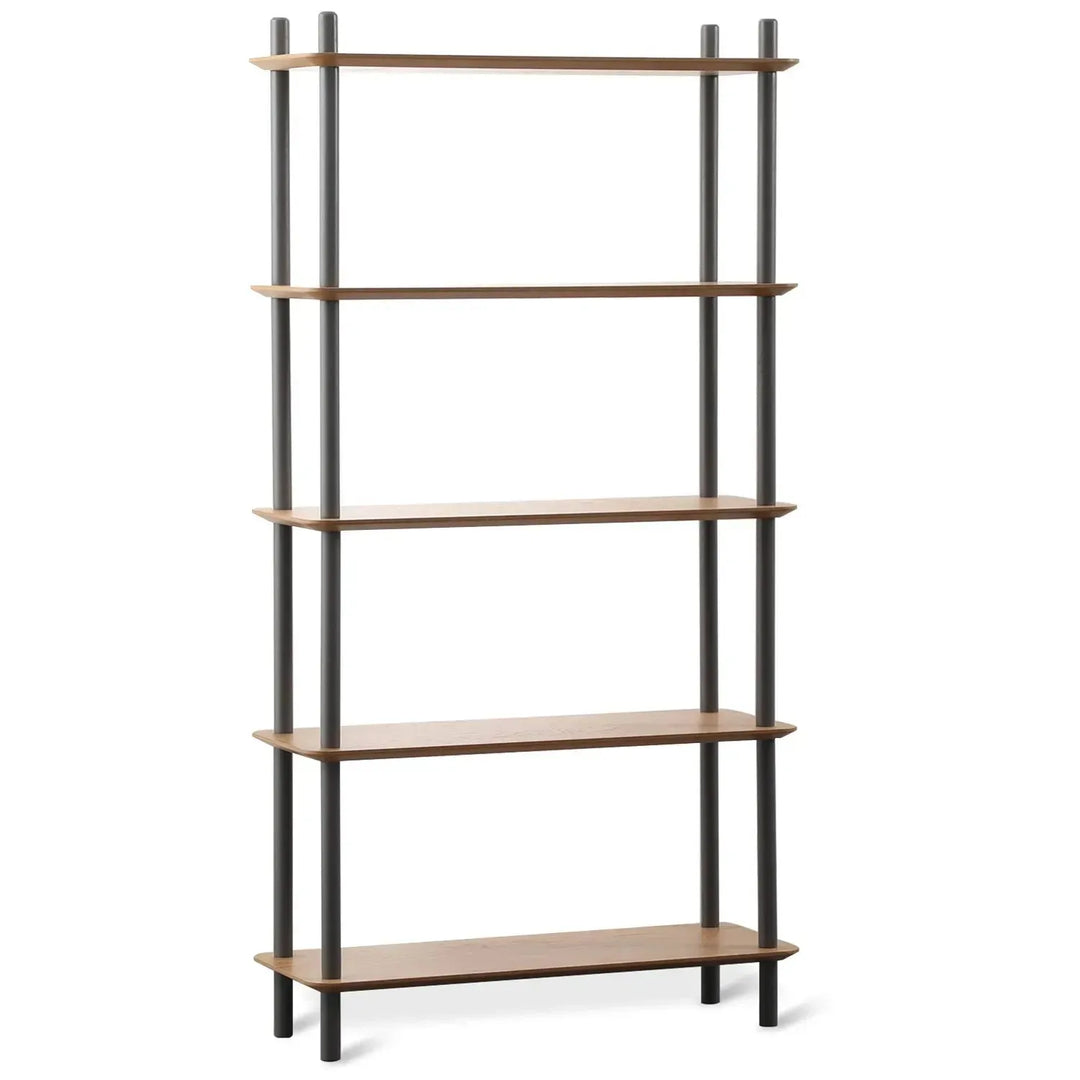 Modern wood display shelf hanover 5 in white background.