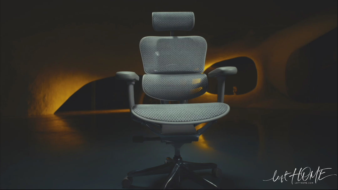 Modern mesh ergonomic office chair grey frame ergohuman e2 detail 1.