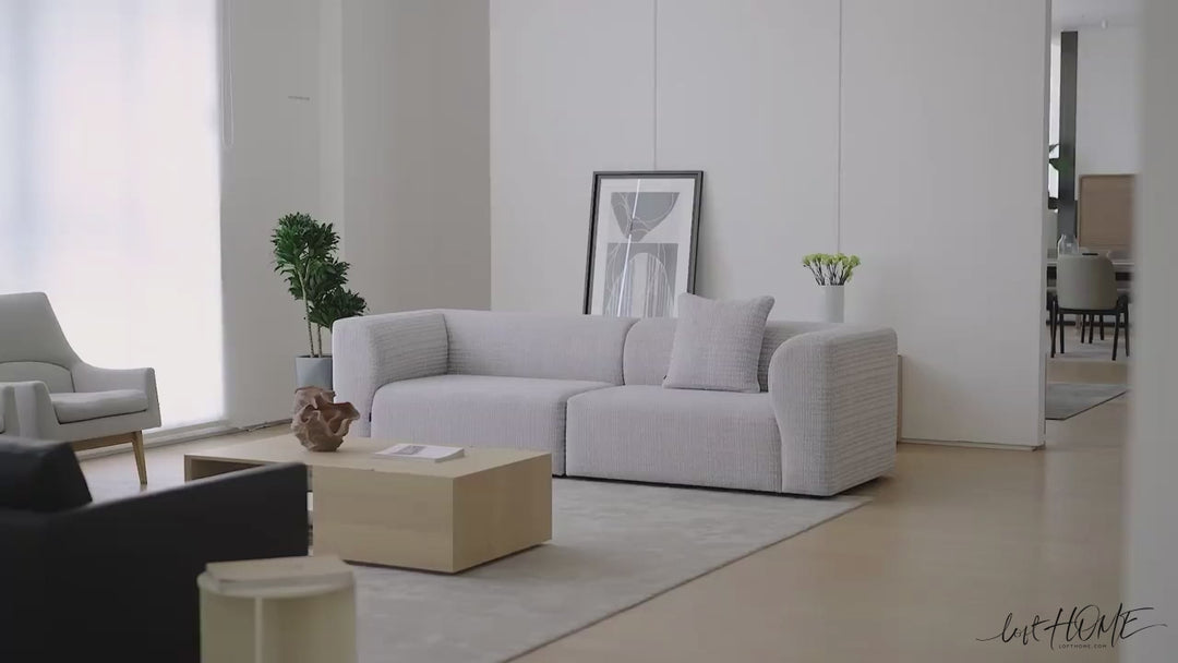 Minimalist fabric 3 seater sofa flower detail 5.