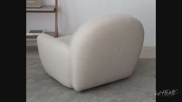 Cream faux cashmere fabric revolving 1 seater sofa rond detail 1.