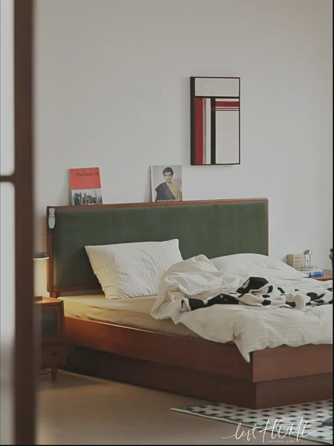 Vintage boxwood electric lift-up storage bed qisu primary product view.