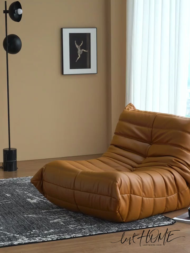 Vintage genuine leather 1 seater sofa cater in details.