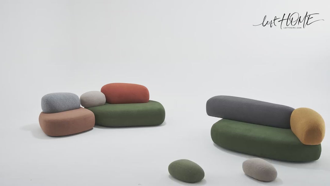 Contemporary fabric 3 seater sofa pebble chaise detail 1.