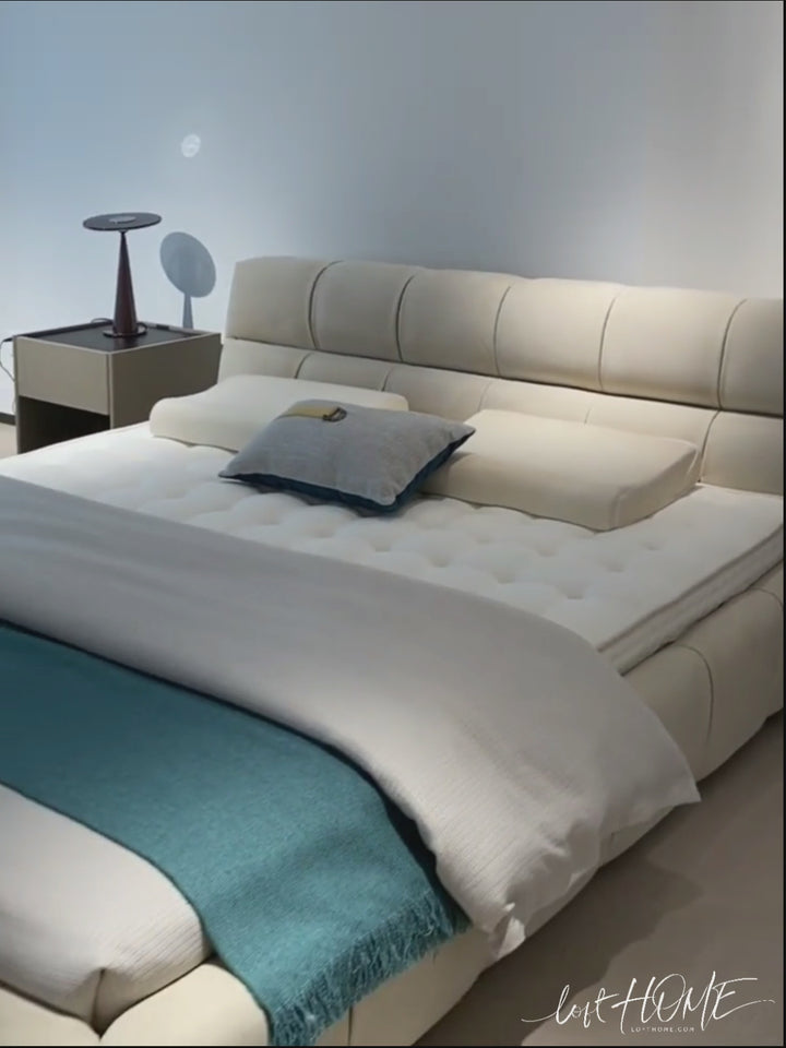Contemporary suede fabric bed tufty situational feels.