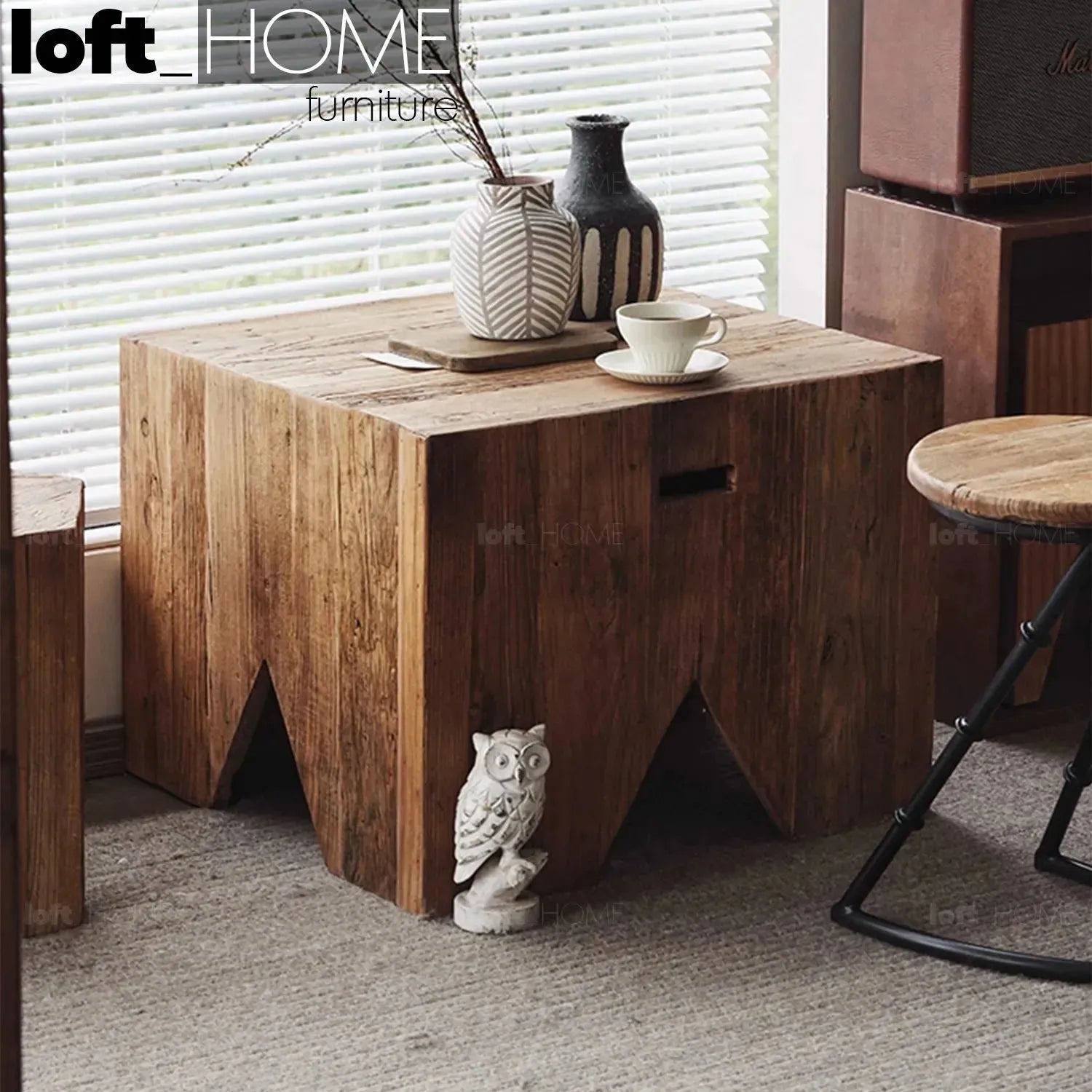 Rustic Elm Wood Coffee Table FORTRESS ELM – LOFT HOME