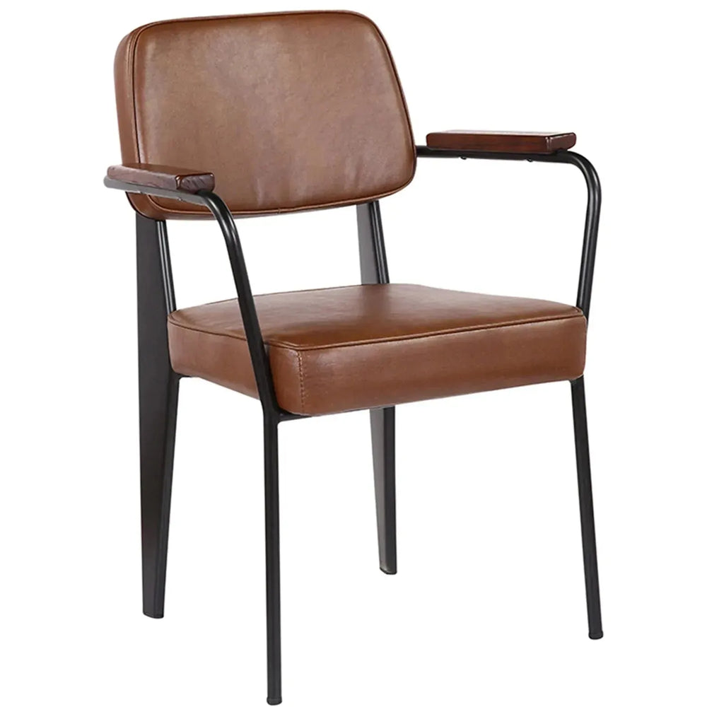 Industrial pu leather dining chair h in white background.