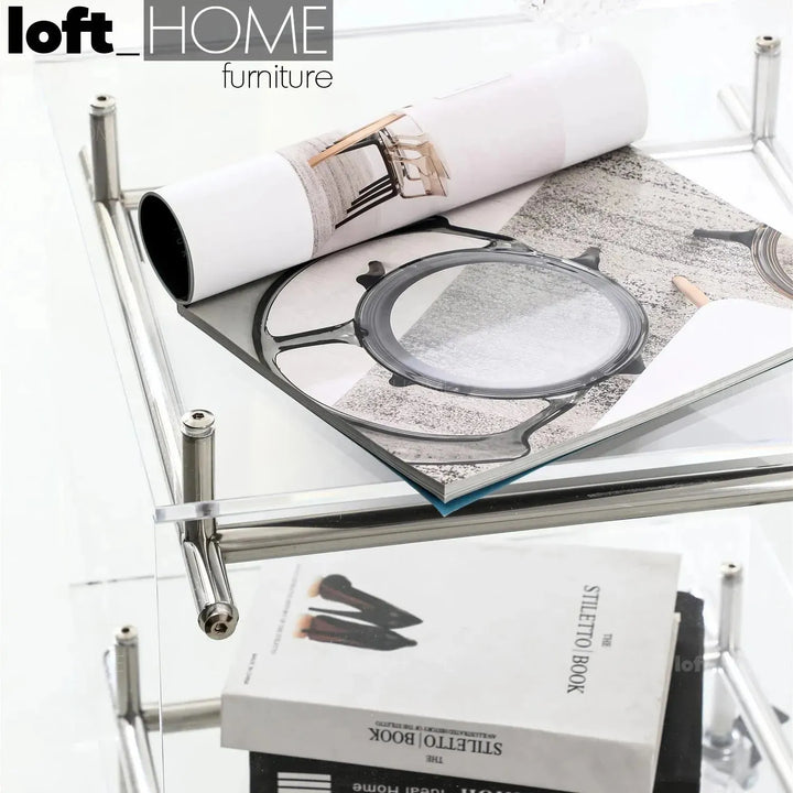 Contemporary acrylic side table josy in real life style.