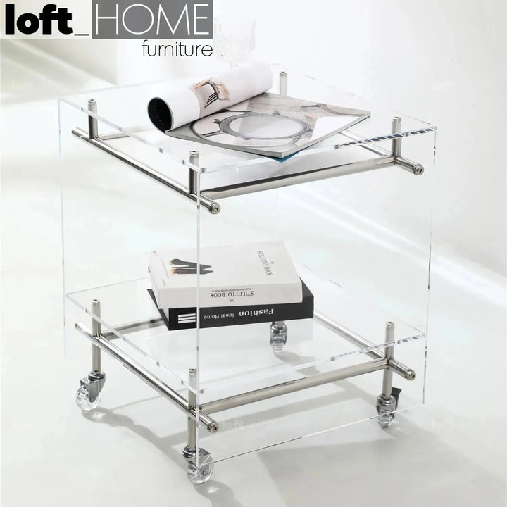 Contemporary acrylic side table josy in details.