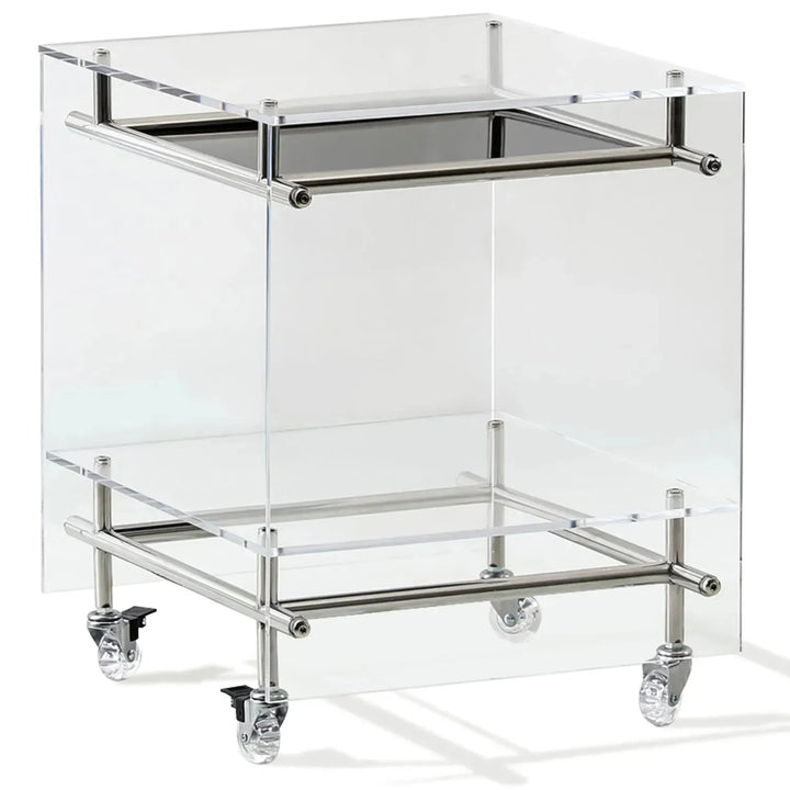 Contemporary acrylic side table josy in white background.