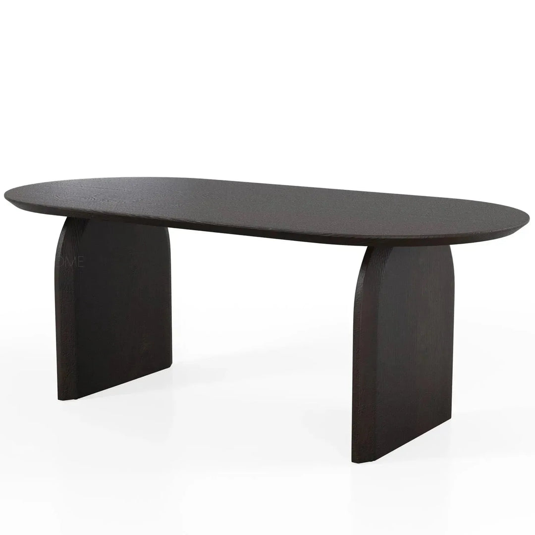 Japandi elm wood dining table zephyr color swatches.