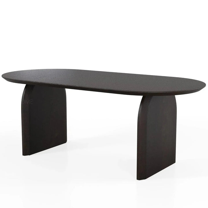 Japandi elm wood dining table zephyr color swatches.
