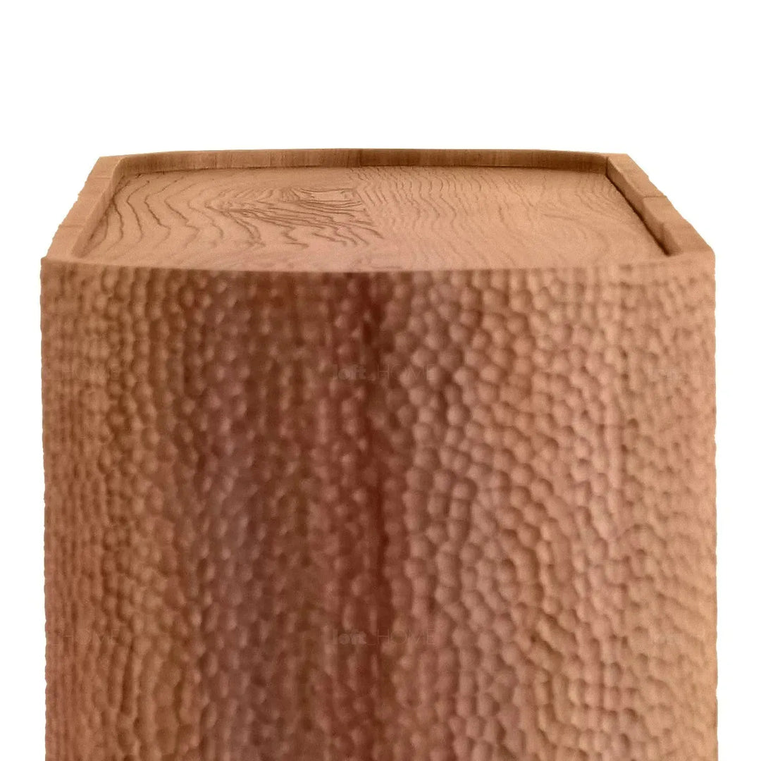 Scandinavian elm wood storage cabinet vortex in still life.