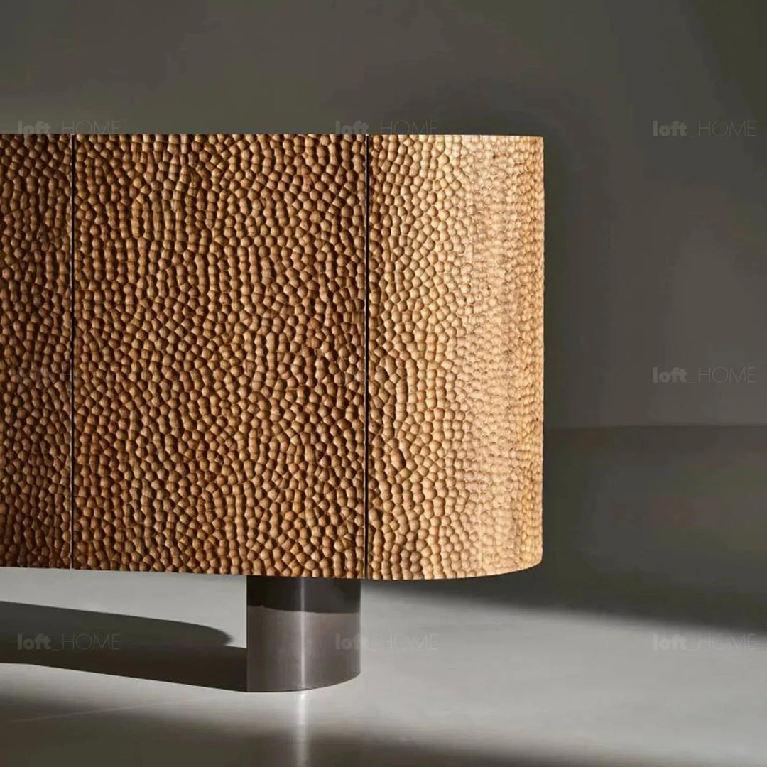 Scandinavian elm wood storage cabinet vortex material variants.