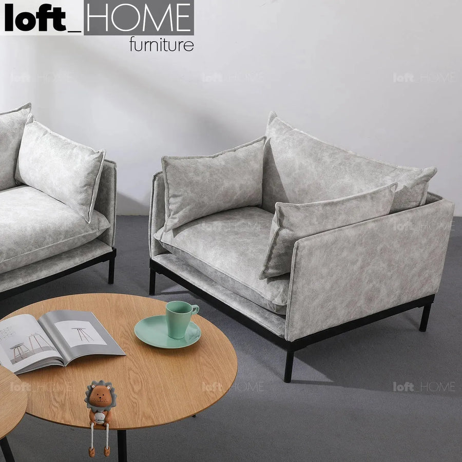 Modern fabric 1 seater sofa liam primary product view.