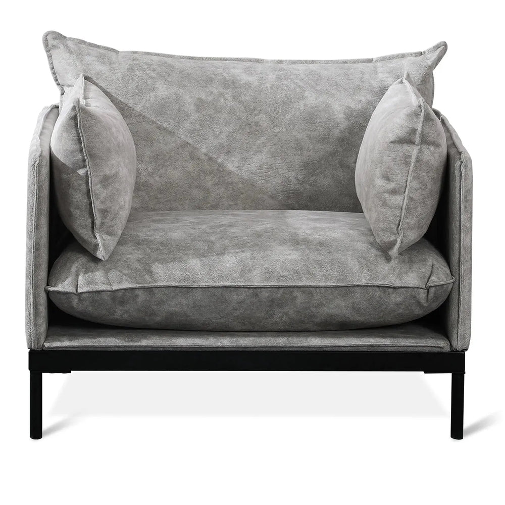 Modern fabric 1 seater sofa liam in white background.