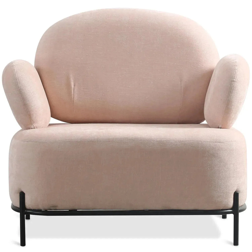 Modern fabric 1 seater sofa lucia in white background.
