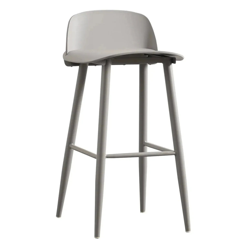Contemporary plastic bar chair normann pp grey in white background.