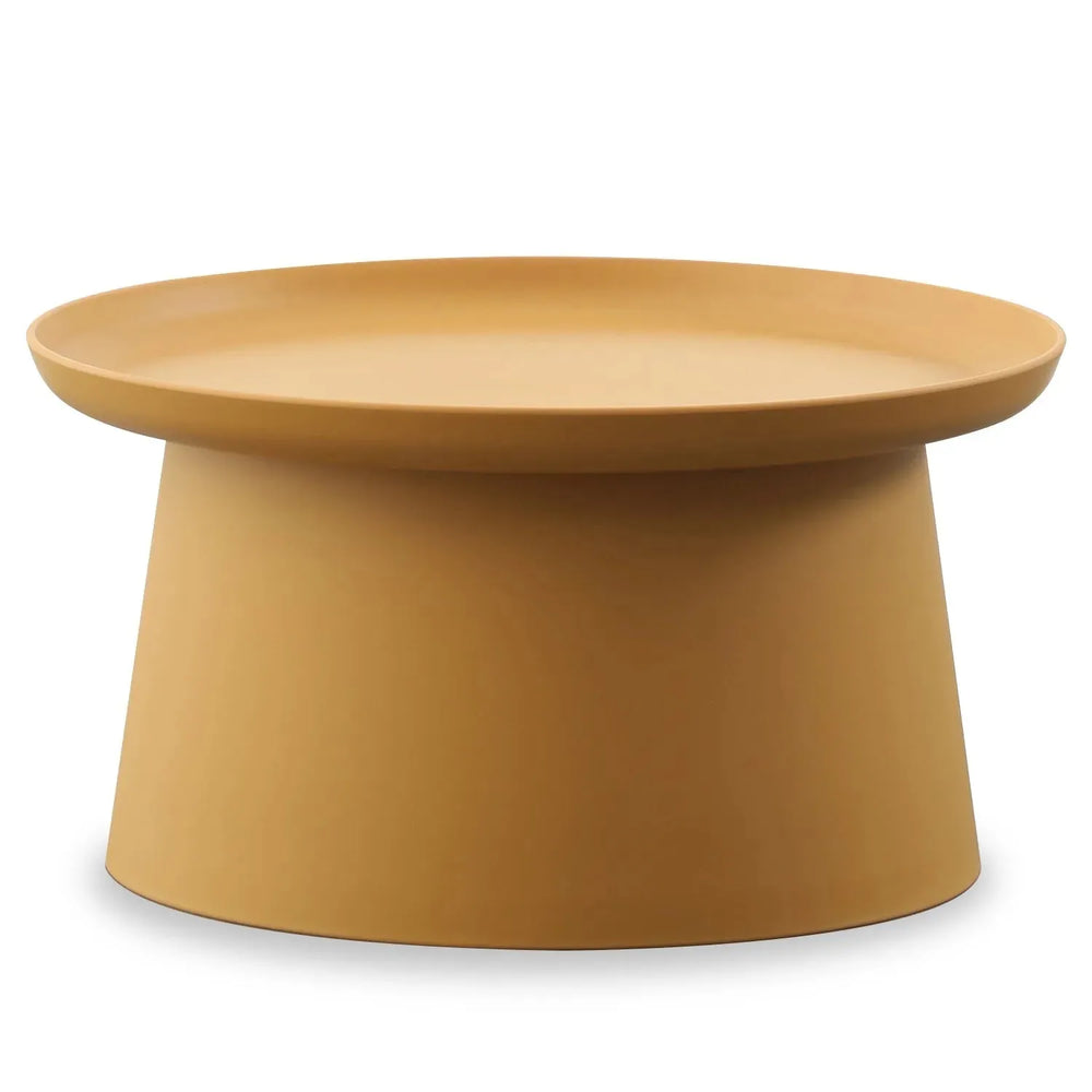 Contemporary plastic coffee table macaron in white background.