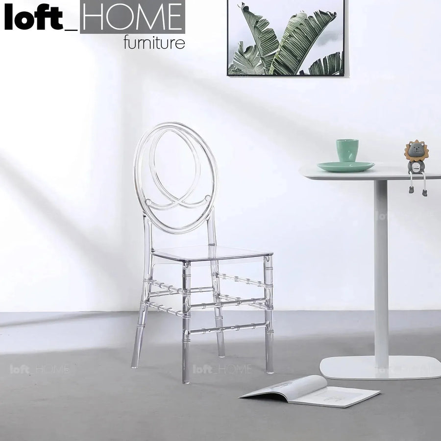 Contemporary plastic dining chair isa primary product view.