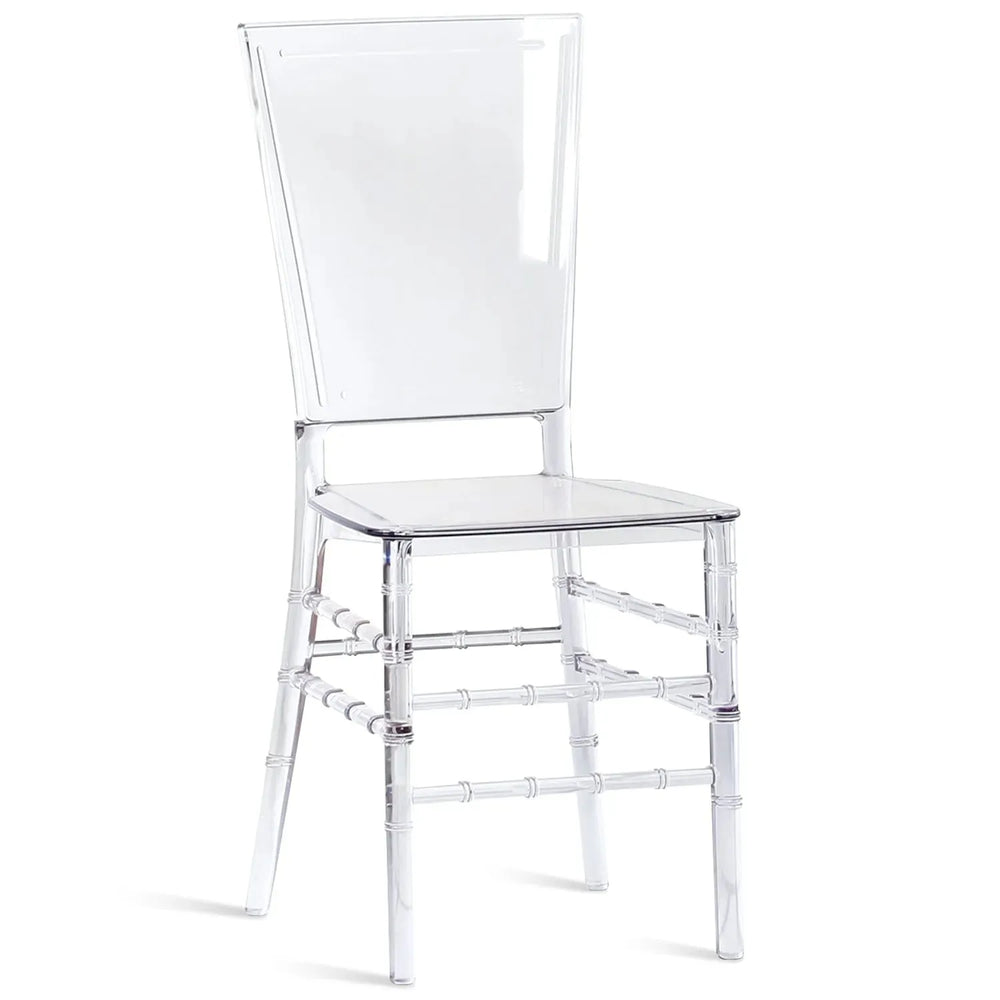 Contemporary plastic dining chair lotta in white background.