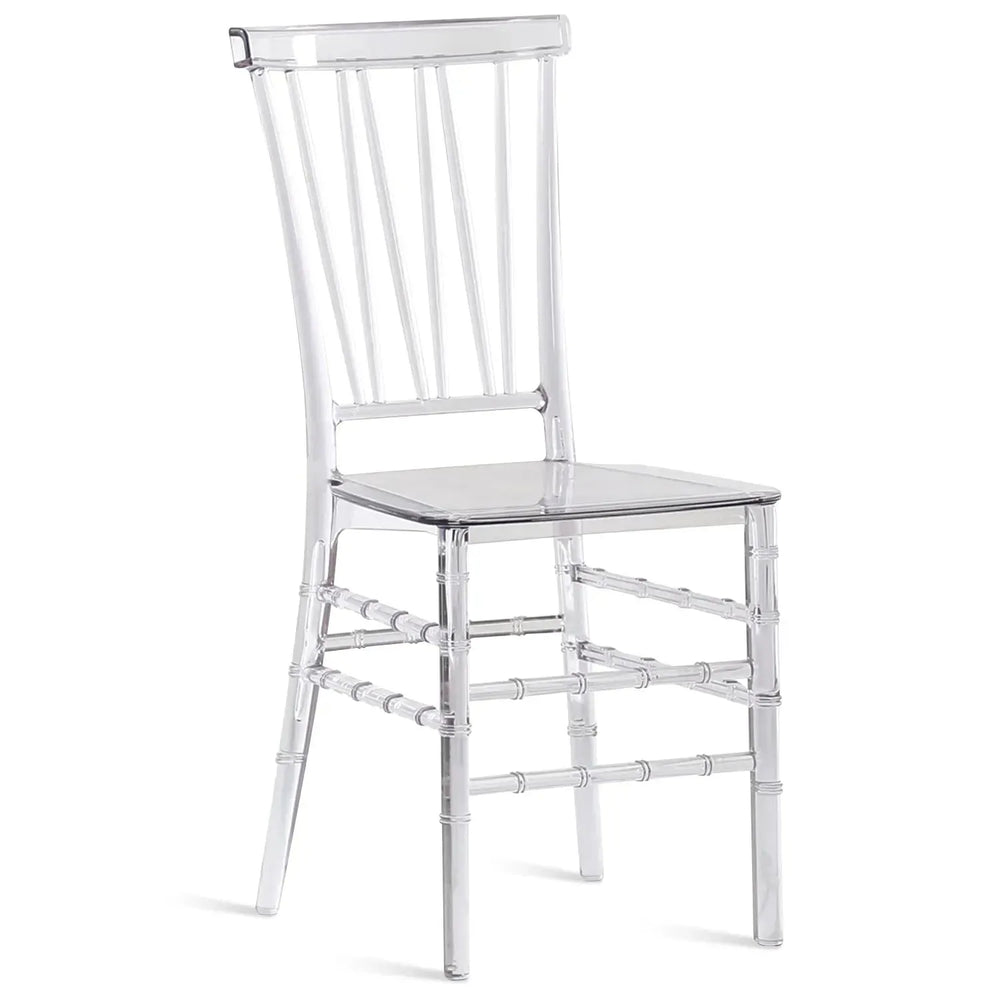 Contemporary plastic dining chair mia in white background.