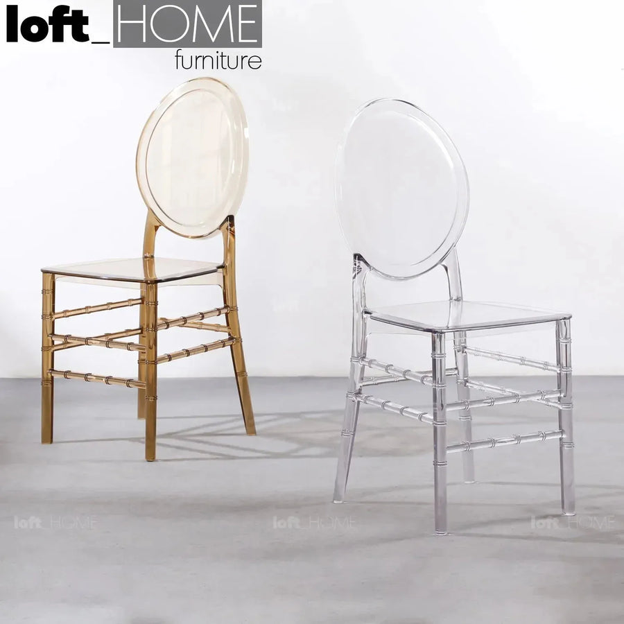 Contemporary plastic ghost dining chair lia primary product view.