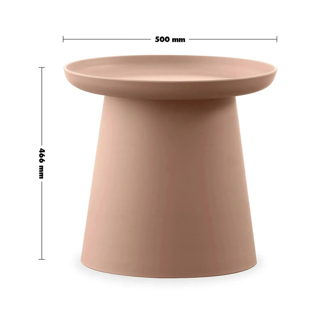 Contemporary plastic side table macaron size charts.