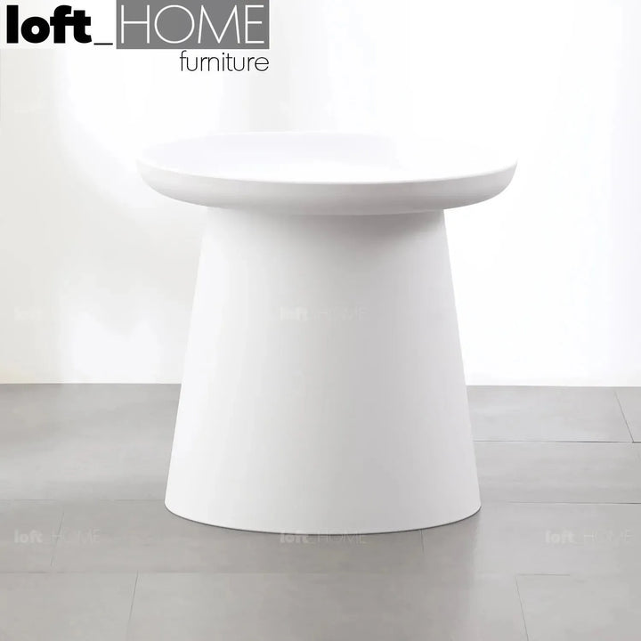 Contemporary plastic side table macaron in close up details.