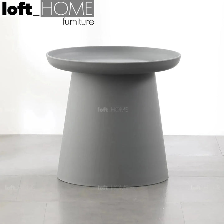 Contemporary plastic side table macaron in details.