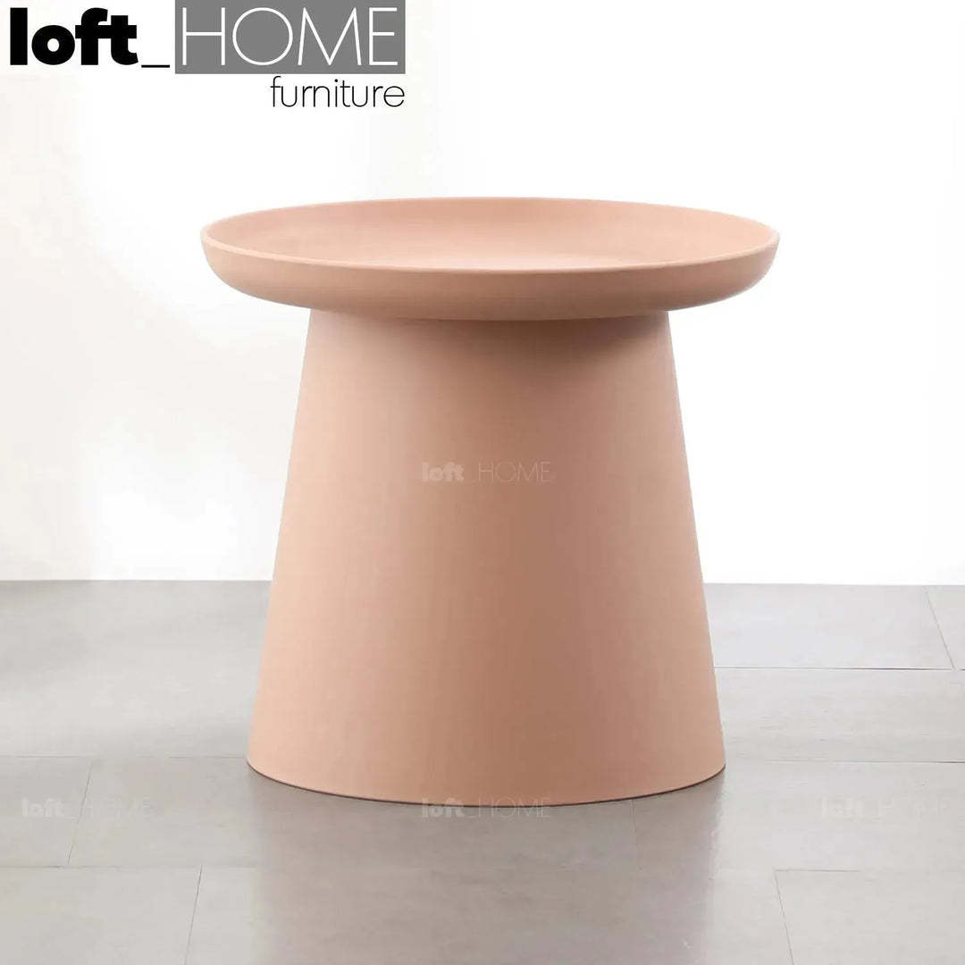 Contemporary plastic side table macaron in real life style.