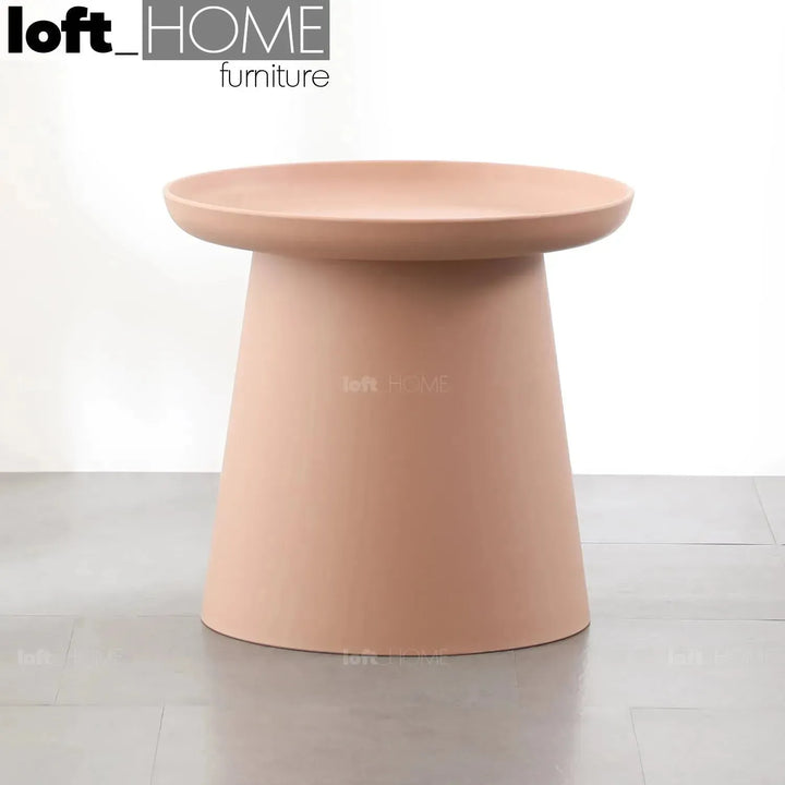 Contemporary plastic side table macaron in real life style.