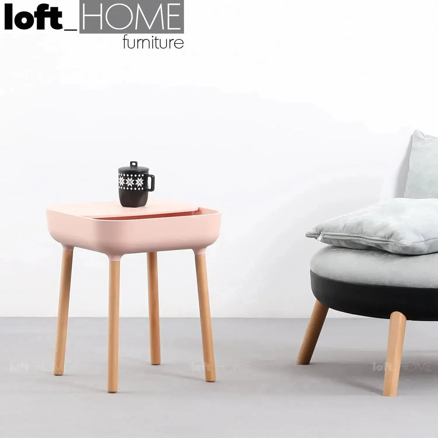 Contemporary plastic side table una primary product view.