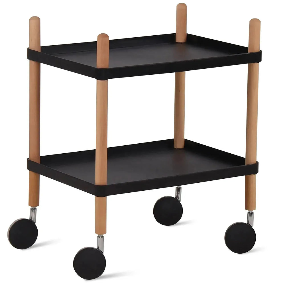 Modern plastic wheeled trolley side table danish 2 in white background.