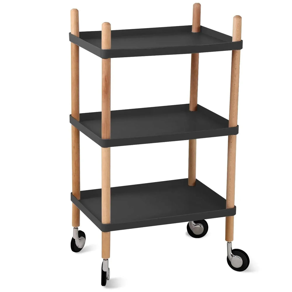 Modern plastic wheeled trolley side table danish 3 in white background.