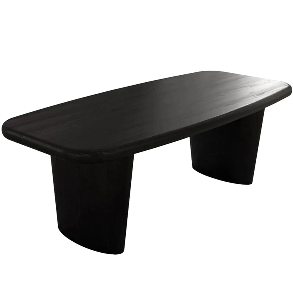 Japandi wood coffee table bon in white background.