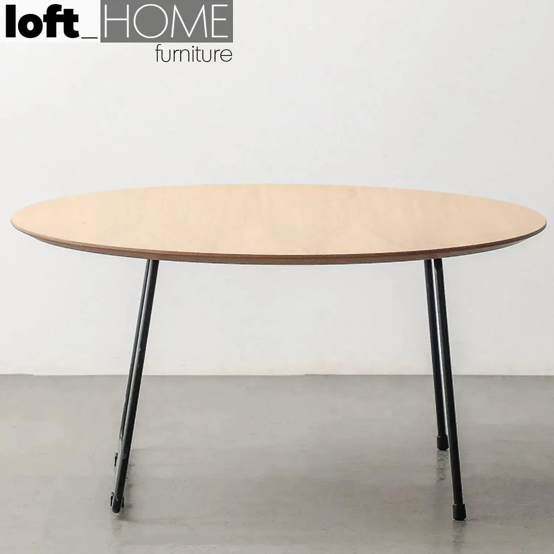 Industrial wood coffee table carlos round material variants.