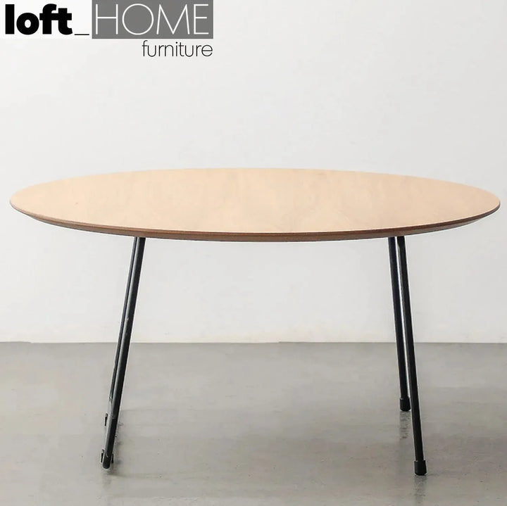 Industrial wood coffee table carlos round material variants.