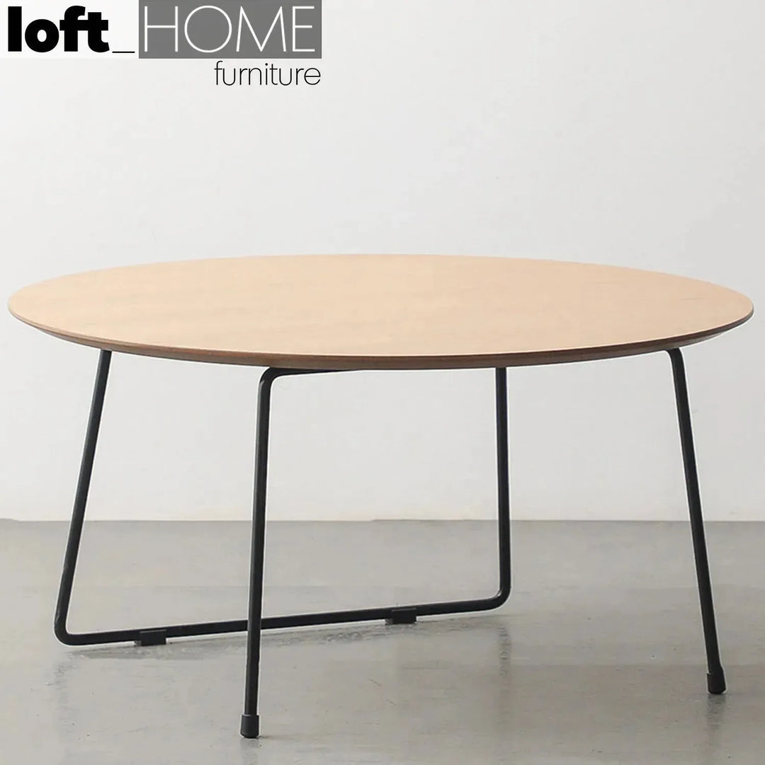 Industrial wood coffee table carlos round primary product view.