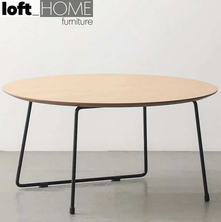 Industrial wood coffee table carlos round primary product view.